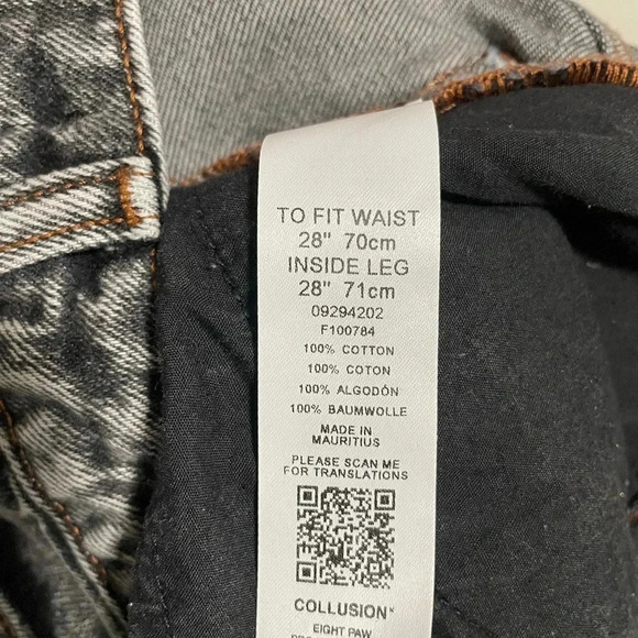 ASOS collusion x005 mom Jeans black acid wash size 28 - Picture 6 of 6